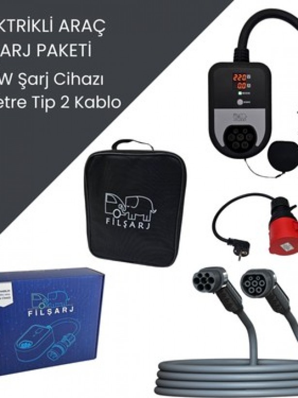 Elektrikli Araç Şarj Paketi 22Kw Şarj Cihazı + 5 Metre Tip 2 Kablo