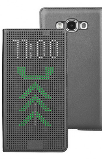 Galaxy A3 (A300) Dot View Yan Kapaklı Uyku Modlu Kılıf Siyah&hellip;