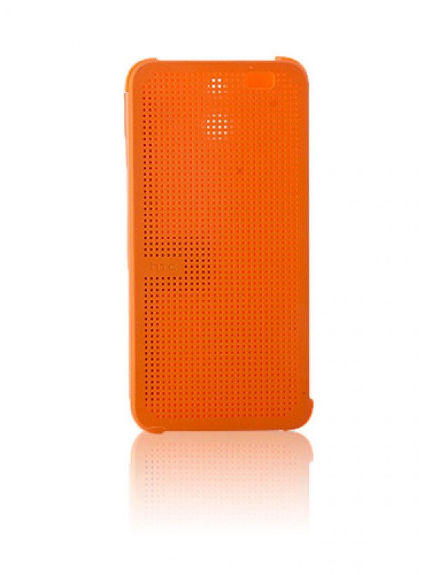 HTC One E8 Dot View Yan Kapaklı Uyku Modlu Kılıf Turuncu