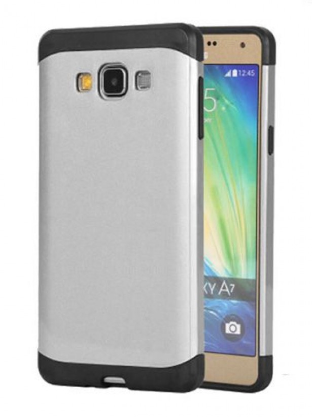 Samsung Galaxy A7 Arkası Metal TPU Kapak Armor Gri