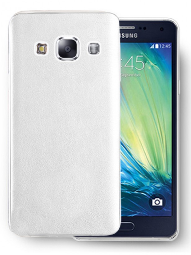 Samsung Galaxy A5 (A500) Kılıf Deri Dokulu Arka Kapak Beyaz