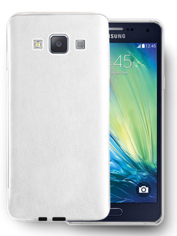 FitCase Samsung Galaxy A7 (A700) Kılıf Deri Dokulu Arka Kapak Beyaz