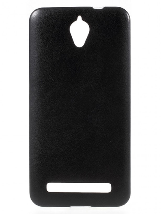 Asus Zenfone C Kılıf Deri Dokulu Arka Kapak Siyah