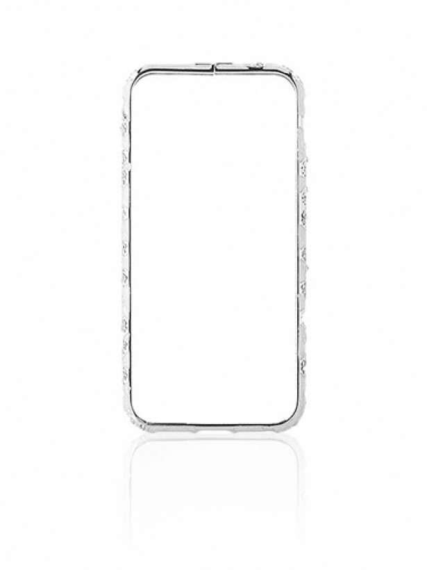 iPhone 6 0,7 mm Taşlı Metal Bumper Arka Koruma Kapaklı Gri