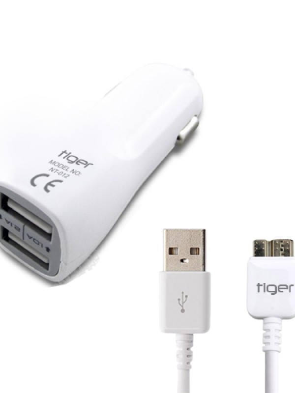 Tiger Araç Şarj Aleti ve  Note 3 / S5 (USB 3.0) Kablo Set Beyaz NT-0&hellip;