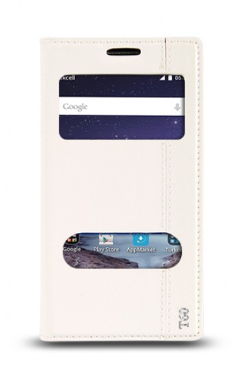 Turkcell T60 Gizli Mıknatıslı Pencereli Magnum Kılıf Beyaz&hellip;