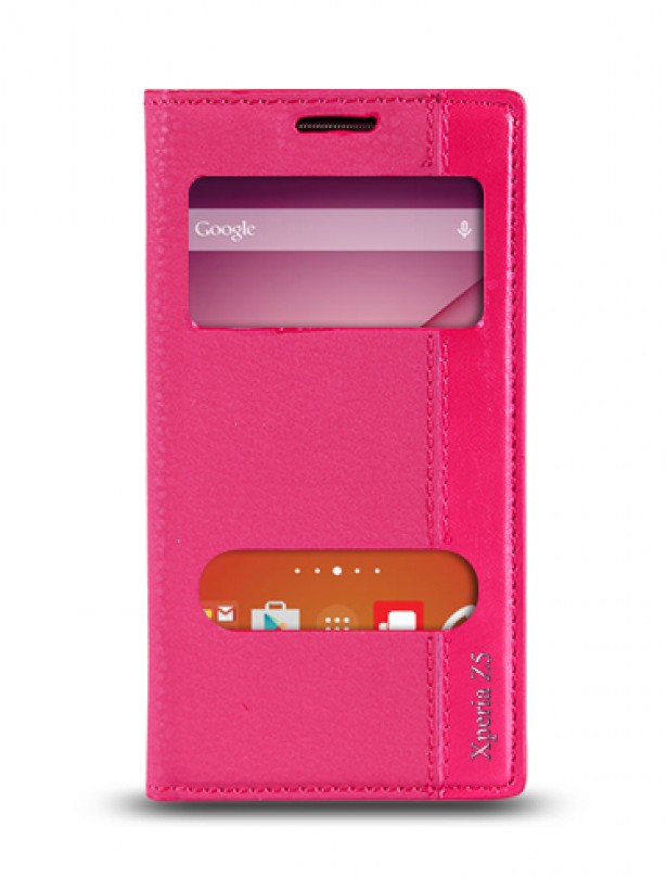 Sony Xperia Z4 Gizli Mıknatıslı Pencereli Magnum Kılıf Pembe