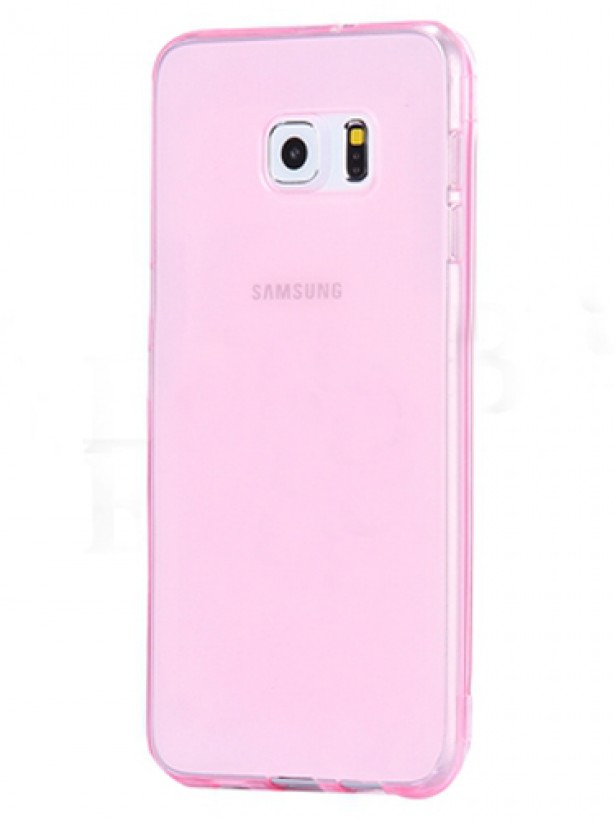 Samsung Galaxy S6 (G920) Kılıf Soft Silikon Şeffaf-Pembe Arka Kapak