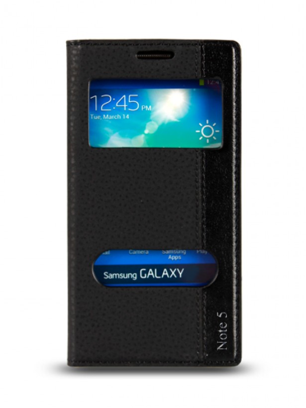 Samsung Galaxy Note 5 EDGE Gizli Mıknatıslı Pencereli Magnum Kılıf Siyah