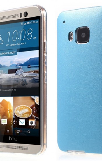 HTC One M9 Kılıf Deri Dokulu Arka Kapak Mavi&hellip;