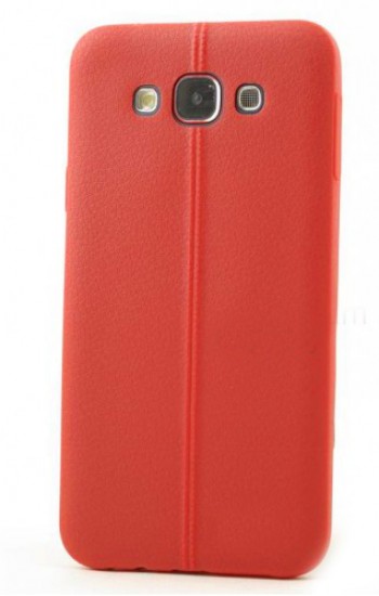 FitCase Samsung Galaxy E5 (E500) Ultra İnce Dikişli TPU Arka Kapak Kırm&hellip;