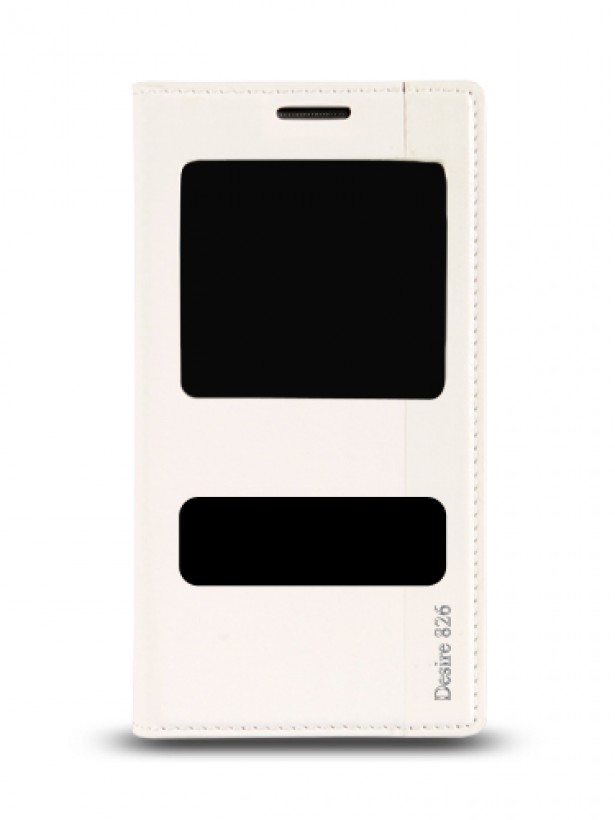 HTC Desire 826 Gizli Mıknatıslı Pencereli Magnum Kılıf Beyaz