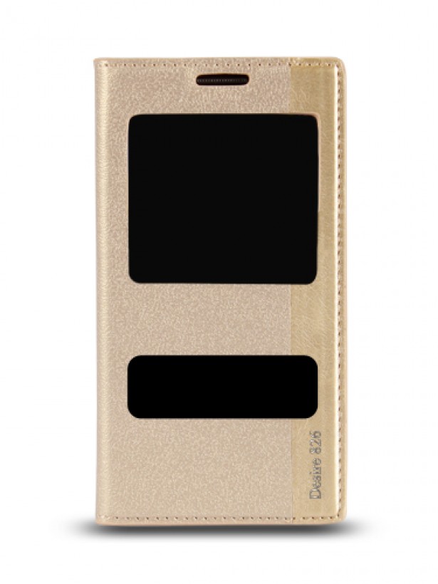 HTC Desire 826 Gizli Mıknatıslı Pencereli Magnum Kılıf Gold