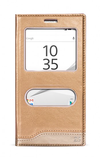 FitCase Dolce Sony Xperia Z5 Gizli Mıknatıslı Pencereli Kılıf Gold&hellip;