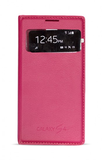 Samsung I9500 Galaxy S4 S View Dikişli Deri Pencereli Kılıf Kırmızı&hellip;