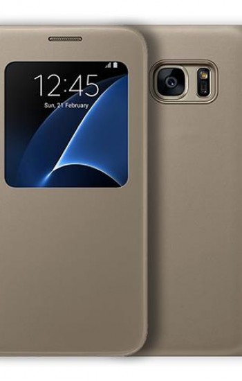 Samsung S7 Yan Kapaklı Flip Wallet Kılıf Gold&hellip;