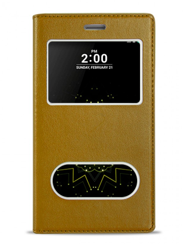 FitCase Dolce LG G5 H850 Gizli Mıknatıslı Pencereli Kılıf Gold