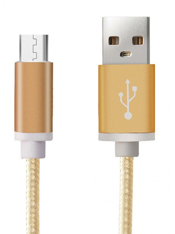 NoTech Micro Usb Girişli Kırılmaz USB Kablo 20cm Gold