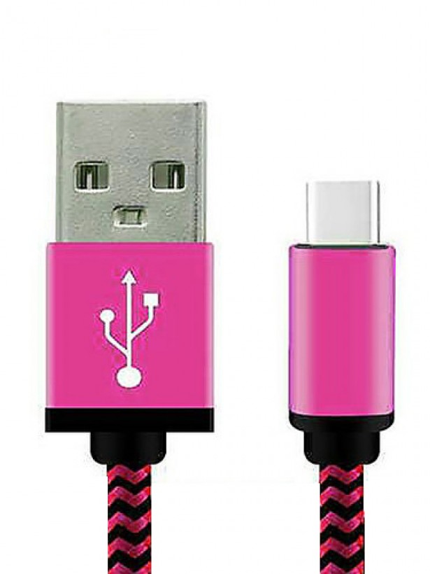 NoTech Type-C (USB-C) Kırılmaz USB Kablo 20cm Pembe