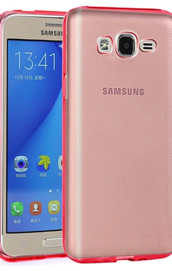 Samsung Galaxy On5 (G5520) Kılıf Soft Silikon Şeffaf-Kırmızı Arka Ka&hellip;