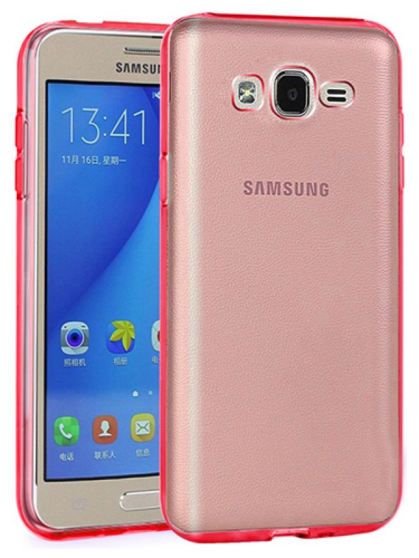 Samsung Galaxy On5 (G5520) Kılıf Soft Silikon Şeffaf-Kırmız�&hellip;