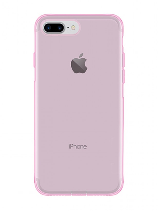 iPhone 7 Plus / 8 Plus Kılıf Soft Silikon Şeffaf-Pembe Arka Kapak
