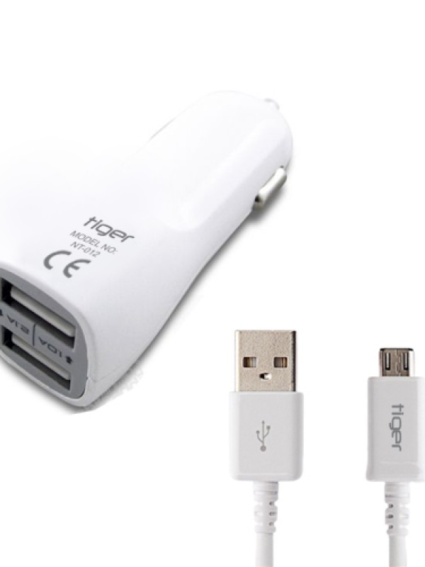 Tiger Araç Şarj Aleti ve Micro USB Kablo Set 2.0A Beyaz NT-012&hellip;