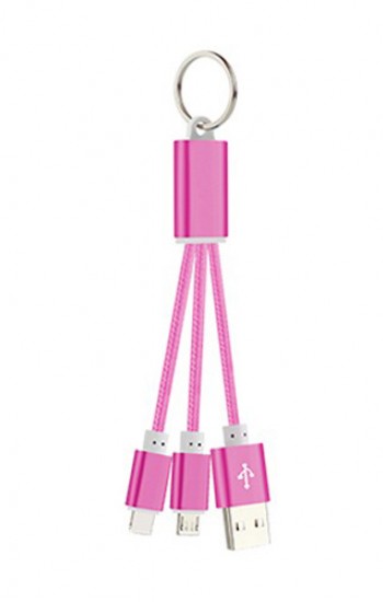 iPhone 6S-Micro USB 2 si 1 Arada Anahtarlık USB Kablo Pembe&hellip;