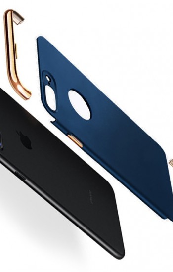 FitCase iPhone 7 Plus / 8 Plus Kılıf Golden Frame Arka Kapak Lacivert&hellip;