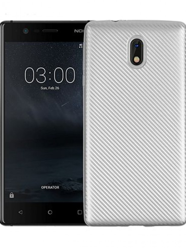 FitCase Nokia 3 Carbon Desen Arka Kapak Silver