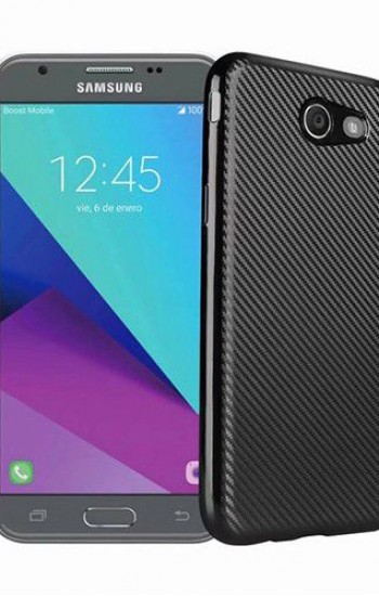 FitCase Galaxy J3 2017 Elektroliz Carbon Desen Arka Kapak Siyah&hellip;