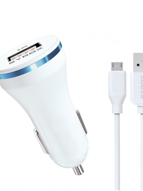 Syrox C44 Araç Şarj Aleti Micro USB Kablo Set 2.0A Beyaz&hellip;