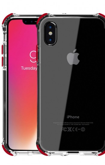 FitCase iPhone Xs Max Anti Shock Darbe Koruyucu Silikon Arka Kapak Kırmı&hellip;