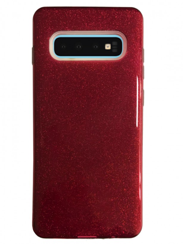 Samsung S10 (G973) 3in1 Simli Silikon Arka Kapak Bordo