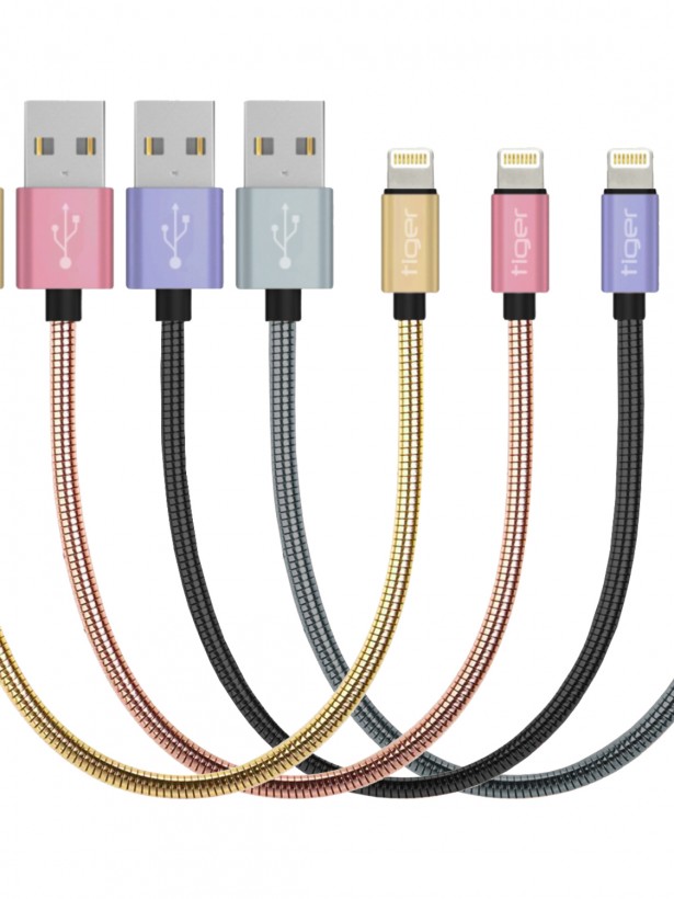 Tiger Lightning 3.0A 24cm Metal Hızlı Şarj USB Kablo TUC-A90