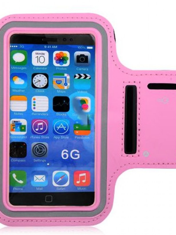 Kol Bantlı Pembe Spor Kılıf Universal 4.8 inçe Kadar Tüm Modellere Uyumlu Bisiklet Yürüyüş ve Koşu