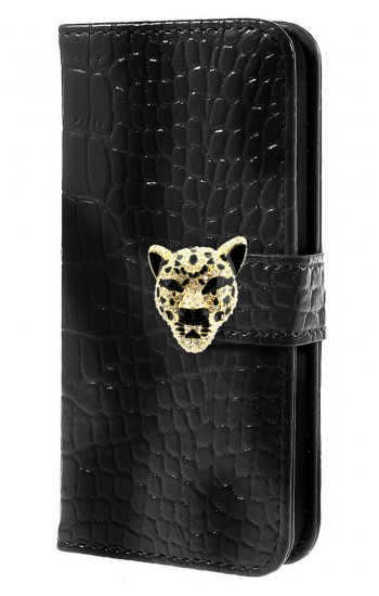 iPhone 4s Leopar Taşlı Cüzdanlı Kılıf Siyah&hellip;