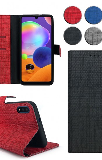 Samsung Galaxy A01 Kılıf FitCase Fabric Kapaklı Cüzdanlı&hellip;