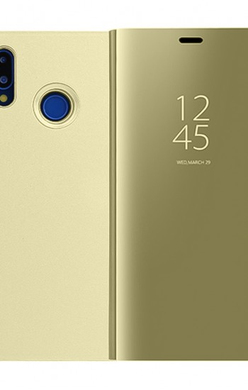 Huawei P20 Lite Clear View Flip Cover Standlı Kılıf Gold&hellip;