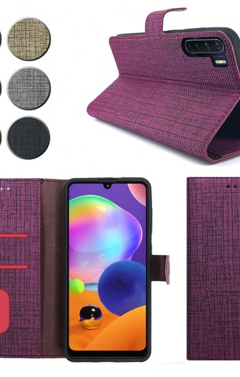 Oppo A91 Kılıf FitCase Fabric Kapaklı Cüzdanlı&hellip;