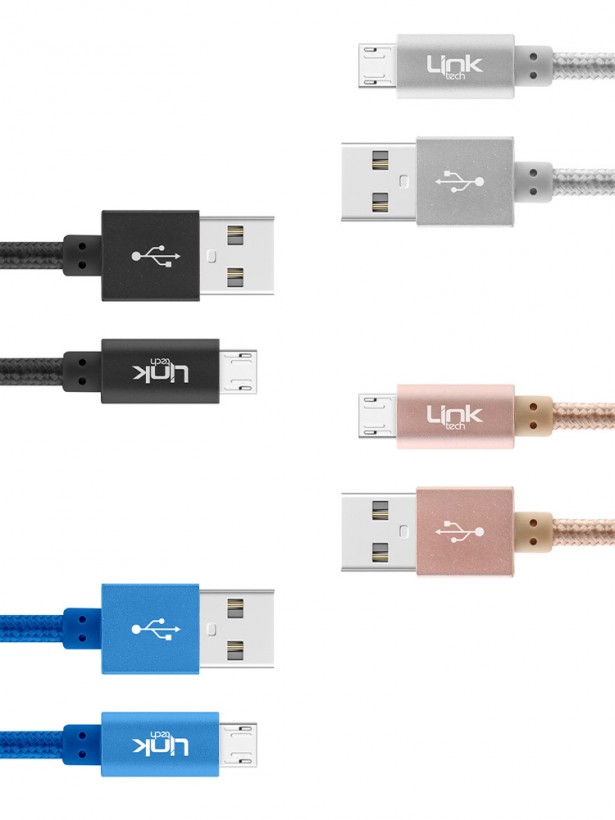LinkTech K542 Micro USB Örgü Metal 30cm Kısa Şarj Kablosu