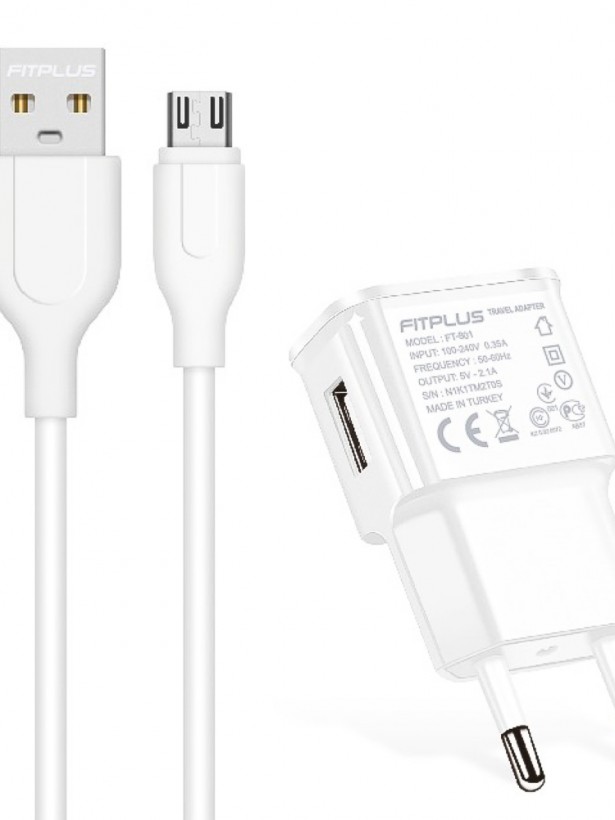 FitPlus Bianca FT-801 Şarj Aleti ve Micro USB Kablo Set 2.1A