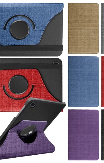 Samsung Galaxy Tab A T510/T515/T517 Kılıf Fabric 360 Derece Döner Stand&hellip;
