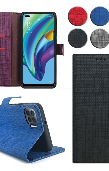 Oppo Reno4 Lite Kılıf FitCase Fabric Kapaklı Cüzdanlı&hellip;