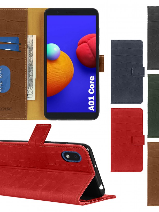 Samsung Galaxy A01 Core (A013) Kılıf Kroko Desen Kapaklı Cüzdanlı