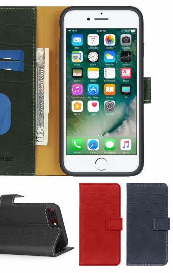iPhone 7 Plus / 8 Plus Kılıf Kroko Desen Kapaklı Cüzdanlı&hellip;