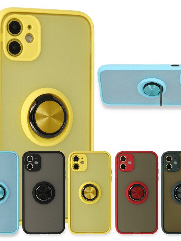 iPhone 11 Kılıf Montrea Ring Yüzük Stantlı Kapak