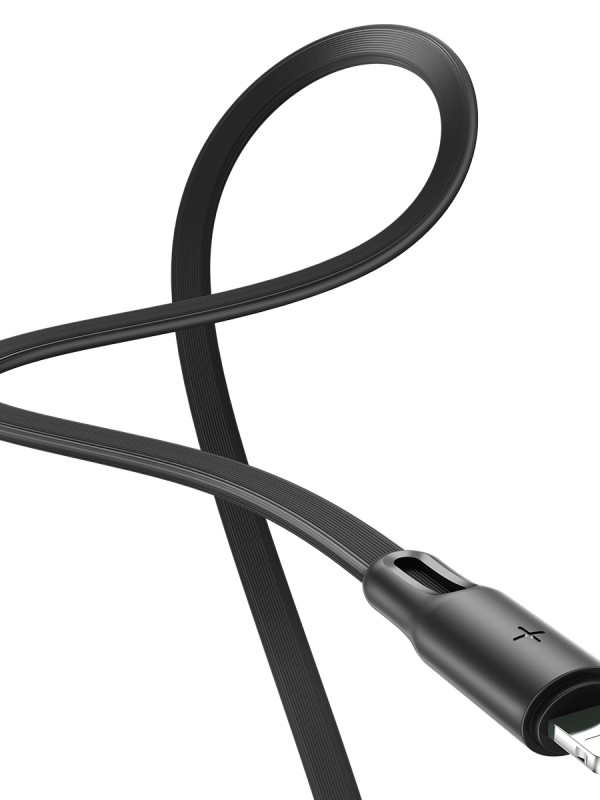 Rock S1 Lightning Şarj ve Data Kablosu Flat Yassı 1mt 2.4A Siyah