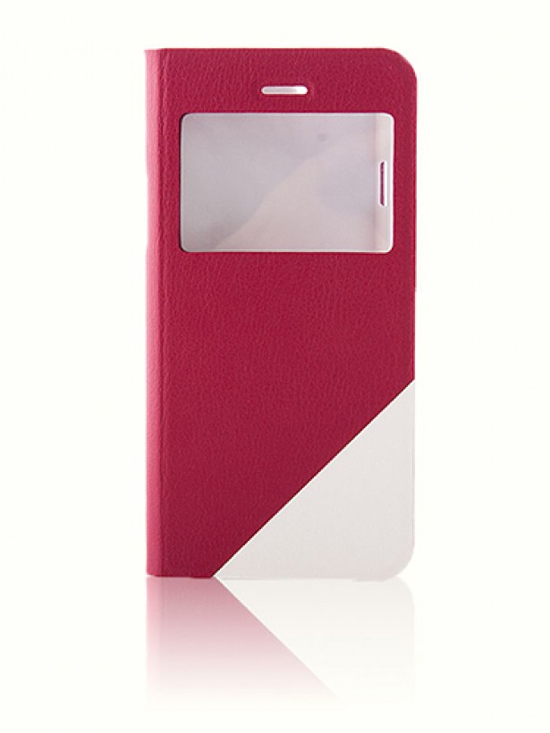 iPhone 6 / 6s İki Renkli Standlı Yan Kapaklı Kılıf Kırmızı-Beyaz