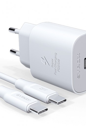 Syrox PD25T QC3.0 PD 25W Hızlı Şarj Aleti Type-C to Type-C Kablo Set Be&hellip;